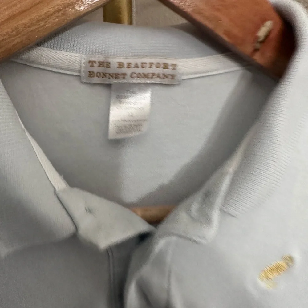 The Beaufort Bonnet Company Pale Blue Polo with Gold Embroidered Logo - Picture 2 of 4